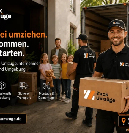 zwei glückliche Mitarbeiter mit einer glücklichen Familie